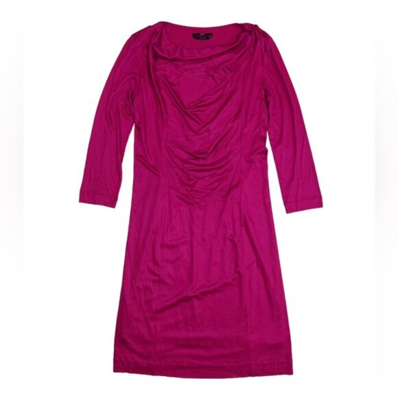 BOSS HUGO BOSS MADE ITALY 🇮🇹 3/4 Sleeve Cowl Neck Lined Fitted Sheath Dress S - Picture 3 of 12